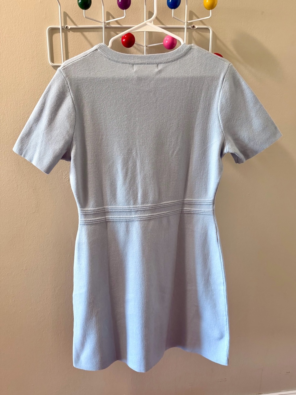🌟2X HOST PICK!🌟 BNWT 🩵 MEROKEETY Ribbed Knit Button-Front Body-Con Mini Dress - Picture 6 of 8